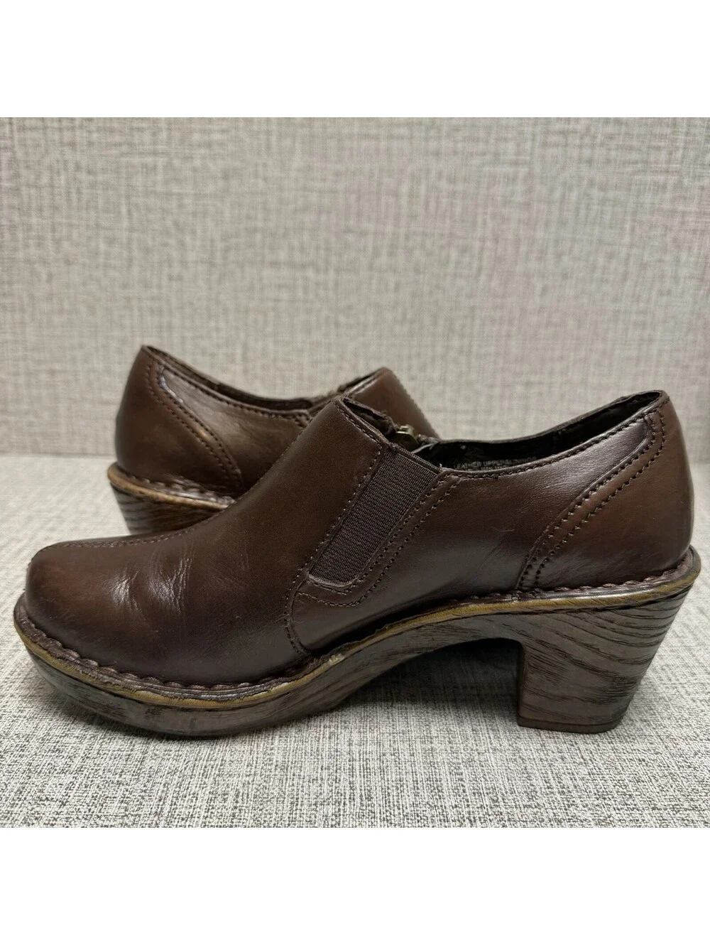 Born Shoes Womens Sz 7 M Brown Leather Madigan Mules Ankle Boots Zip Booties